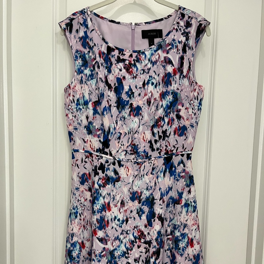 J. Crew Abstract Floral Midi Dress - Pink and Blue